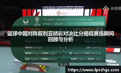 篮球中国对阵叙利亚精彩对决比分揭晓赛场瞬间回顾与分析